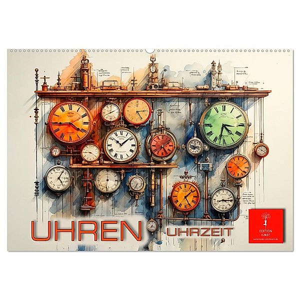 Uhren Uhrzeit (Wandkalender 2025 DIN A2 quer), CALVENDO Monatskalender, Calvendo, Peter Roder