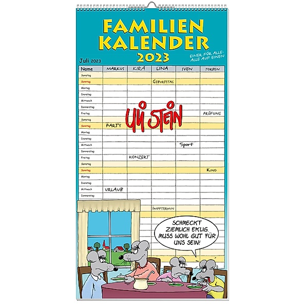 Uli Stein Familienkalender 2023: Familienplaner mit 5 Spalten, Uli Stein