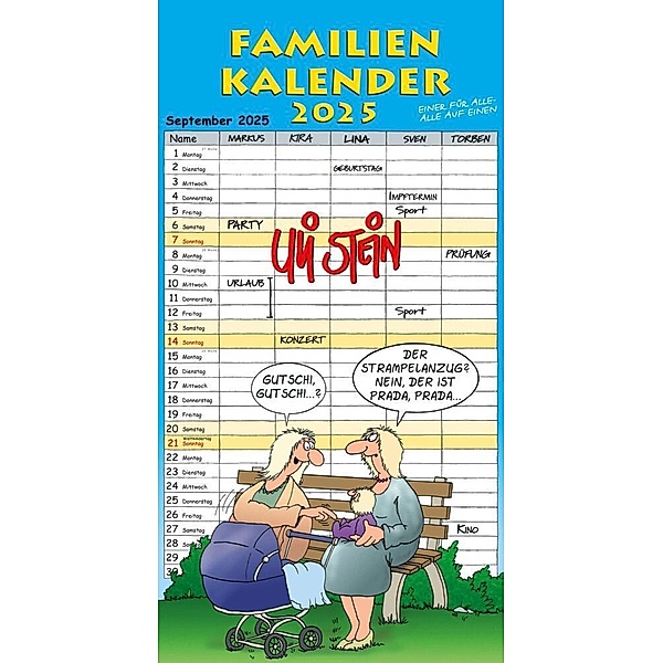 Uli Stein Familienkalender 2025: Familienplaner mit 5 Spalten, Uli Stein