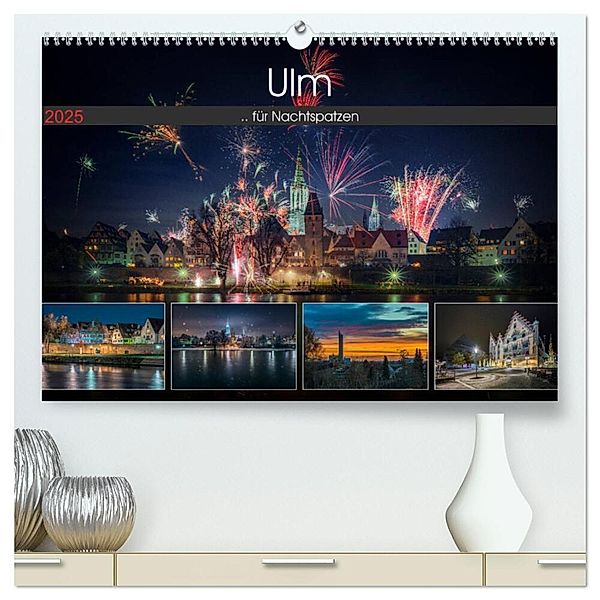 Ulm für Nachtspatzen (hochwertiger Premium Wandkalender 2025 DIN A2 quer), Kunstdruck in Hochglanz, Calvendo, Trancerapid Photography