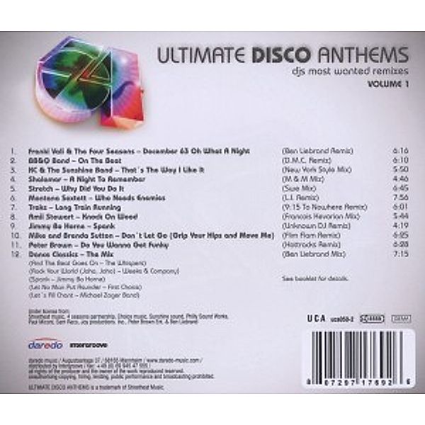 Ultimate Disco Anthems Vol.1, Diverse Interpreten