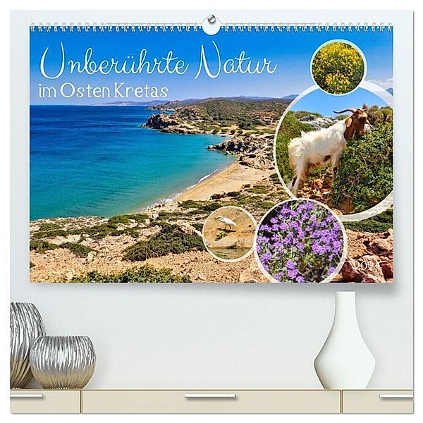 Unberührte Natur im Osten Kretas (hochwertiger Premium Wandkalender 2024 DIN A2 quer), Kunstdruck in Hochglanz, Claudia Kleemann