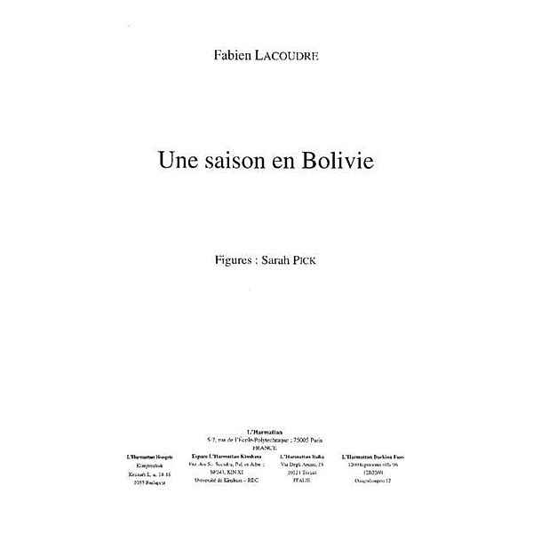 Une saison en bolivie / Hors-collection, Lacoudre Fabien