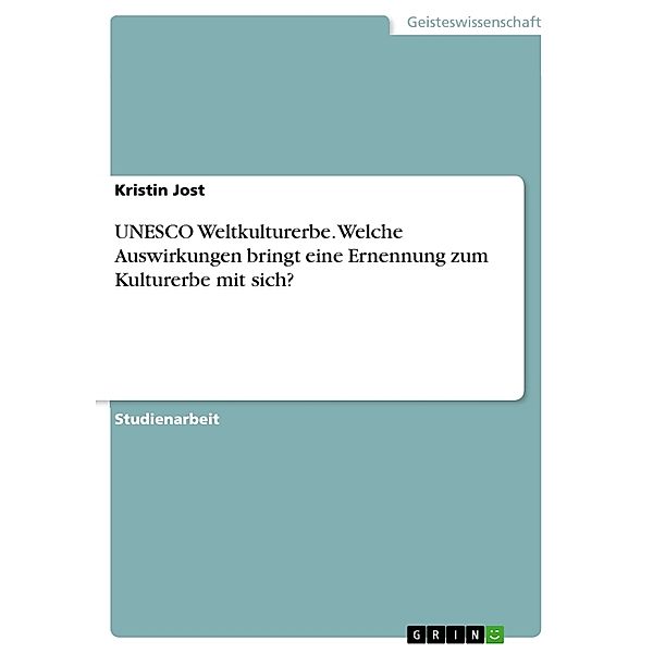 UNESCO Weltkulturerbe. Welche Auswirkungen bringt eine Ernennung zum Kulturerbe mit sich?, Kristin Jost