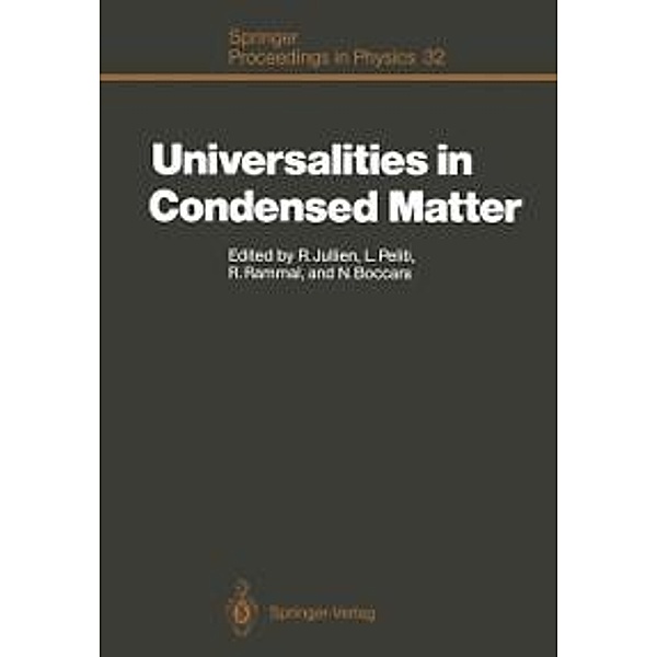 Universalities in Condensed Matter / Springer Proceedings in Physics Bd.32