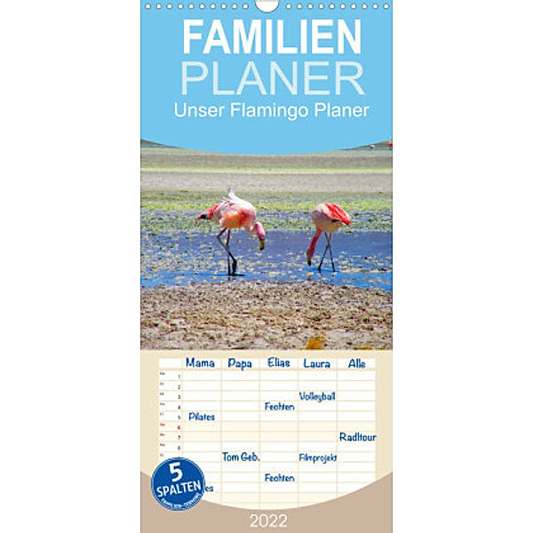 Unser Flamingo Planer - Familienplaner (Wandkalender 2022 , 21 cm x 45 cm, hoch), Piera Marlena Büchler