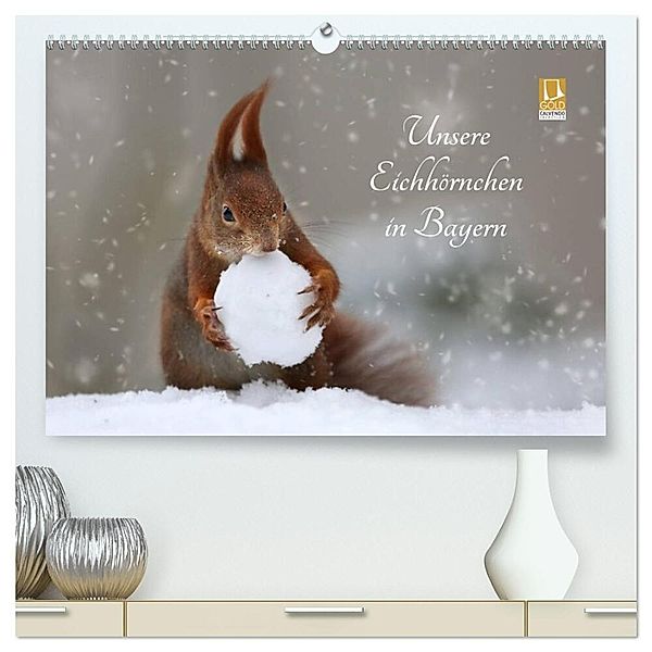 Unsere Eichhörnchen in Bayern (hochwertiger Premium Wandkalender 2025 DIN A2 quer), Kunstdruck in Hochglanz, Calvendo, Birgit Cerny