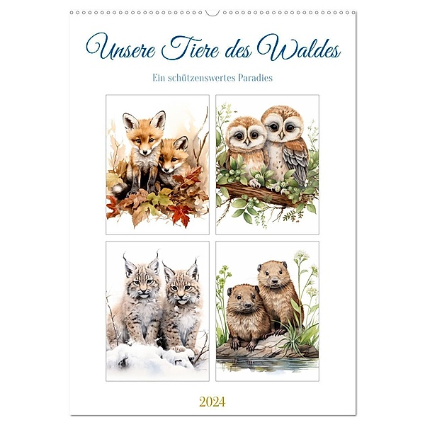 Unsere Tiere des Waldes (Wandkalender 2024 DIN A2 hoch), CALVENDO Monatskalender, Calvendo, Steffen Gierok-Latniak
