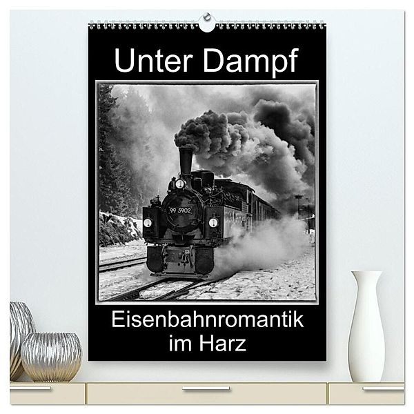 Unter Dampf. Eisenbahnromantik im Harz (hochwertiger Premium Wandkalender 2024 DIN A2 hoch), Kunstdruck in Hochglanz, Marion Maurer