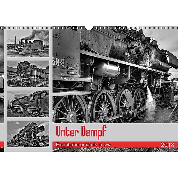 Unter Dampf - Eisenbahnromantik in schwarz-weiß (Wandkalender 2018 DIN A3 quer), Peter Härlein