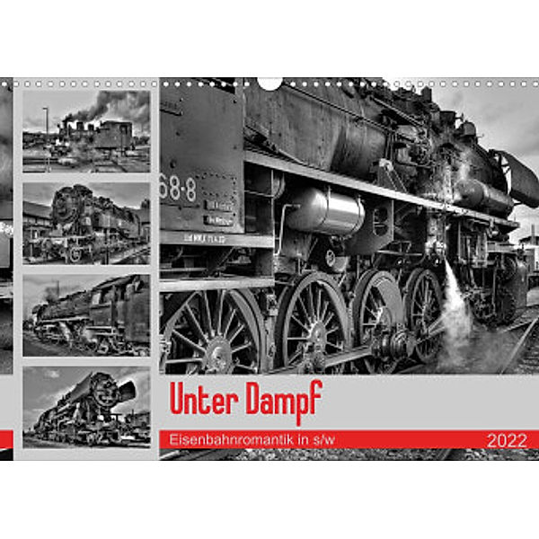 Unter Dampf - Eisenbahnromantik in schwarz-weiß (Wandkalender 2022 DIN A3 quer), Peter Härlein