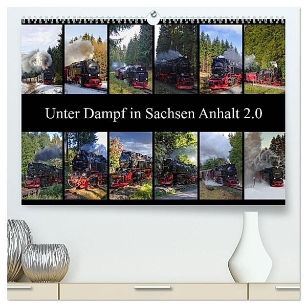 Unter Dampf in Sachsen Anhalt 2.0 (hochwertiger Premium Wandkalender 2024 DIN A2 quer), Kunstdruck in Hochglanz, Steffen Gierok