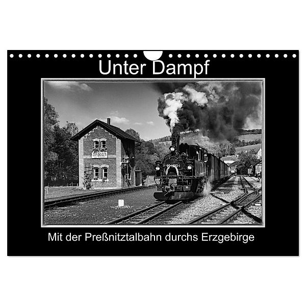 Unter Dampf - Mit der Preßnitztalbahn durchs Erzgebirge (Wandkalender 2024 DIN A4 quer), CALVENDO Monatskalender, Marion Maurer