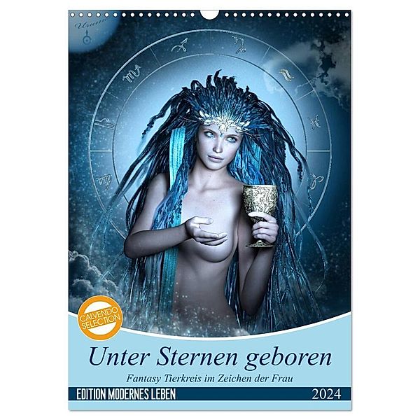 Unter Sternen geboren - Fantasy Tierkreis im Zeichen der Frau (Wandkalender 2024 DIN A3 hoch), CALVENDO Monatskalender, Britta Glodde