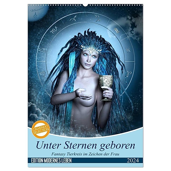 Unter Sternen geboren - Fantasy Tierkreis im Zeichen der Frau (Wandkalender 2024 DIN A2 hoch), CALVENDO Monatskalender, Britta Glodde