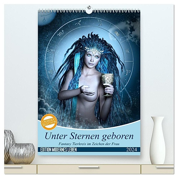 Unter Sternen geboren - Fantasy Tierkreis im Zeichen der Frau (hochwertiger Premium Wandkalender 2024 DIN A2 hoch), Kunstdruck in Hochglanz, Britta Glodde