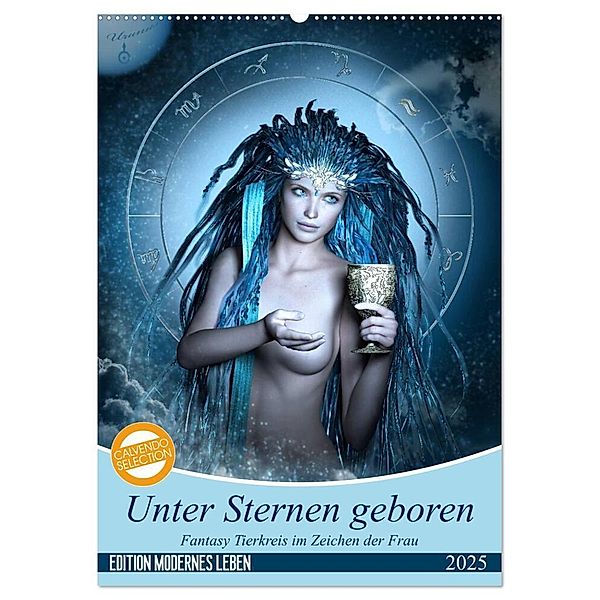 Unter Sternen geboren - Fantasy Tierkreis im Zeichen der Frau (Wandkalender 2025 DIN A2 hoch), CALVENDO Monatskalender, Calvendo, Britta Glodde