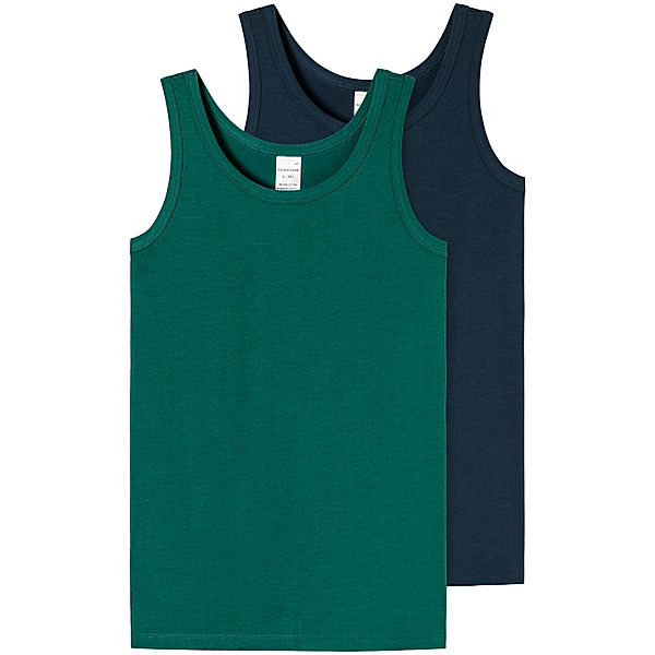 Schiesser Unterhemd BASICS 2er-Pack in blau/grün