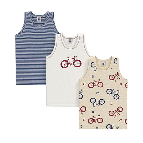 Petit Bateau Unterhemd BICYCLETTE 3er-Set in bunt