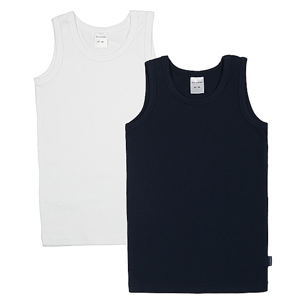 Schiesser Unterhemd BOYS ORIGINAL CLASSICS 2er Pack in weiß/dunkelblau