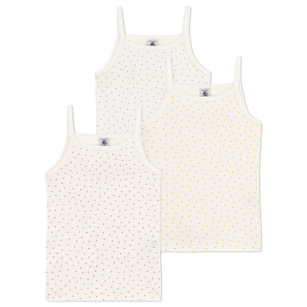 Petit Bateau Unterhemd COEUR DE BEURRE 3er Pack in marshmallow