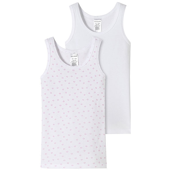 SCHIESSER Unterhemd FINE DOTTY 2er-Pack in weiß/rosa