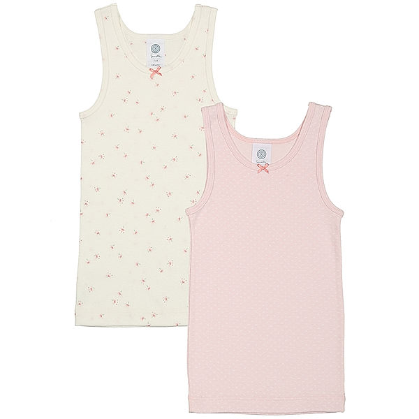 Sanetta Unterhemd FLOWERS & BUTTERFLIES 2er Pack in weiß/rosa