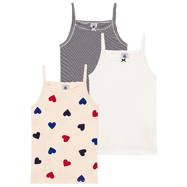 Petit Bateau Unterhemd HEARTS & STRIPES 3er Pack in bunt