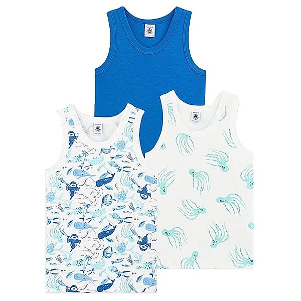 Petit Bateau Unterhemd IM MEER BOYS 3er Pack in blau