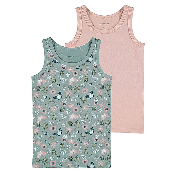 name it Unterhemd NMFTANK – PALE FLOWERS 2er-Pack in altrosa/grau