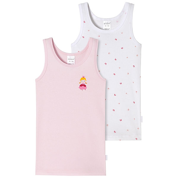 Schiesser Unterhemd PRINCESS WITH A HEART 2er-Pack in weiß/rosa