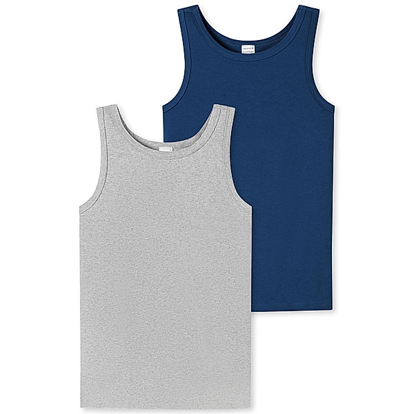 Schiesser Unterhemd SOLID 2er Pack in blau/grau