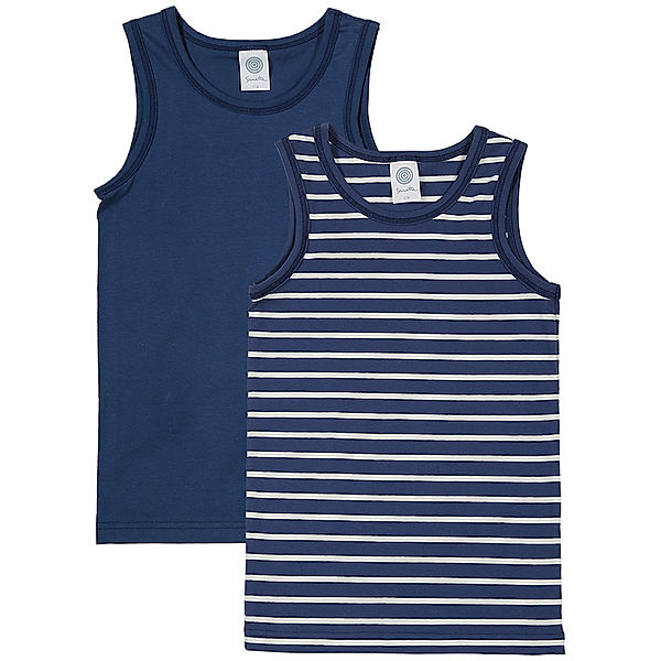 Sanetta Unterhemd STRETCHY STRIPES 2er-Pack in blau/weiß