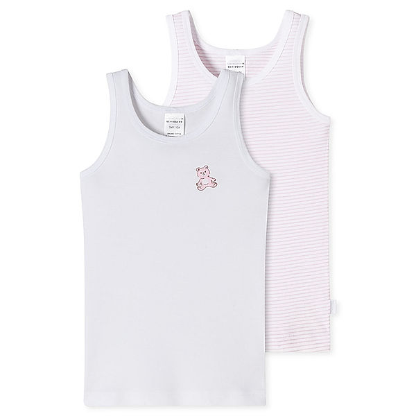 SCHIESSER Unterhemd TEDDY 2er Pack in weiss/rosa