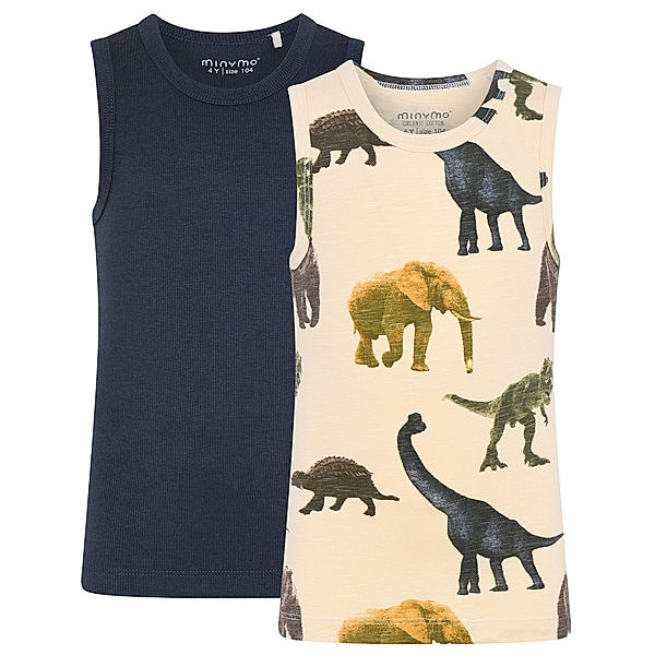 Minymo Unterhemd WILD ANIMALS 2er-Pack in biscotti/blau