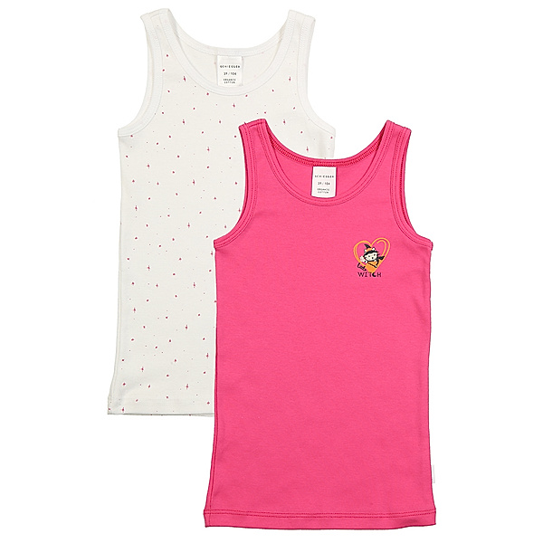 Schiesser Unterhemd ZOE – LITTLE WITCH 2er Pack in pink/weiß