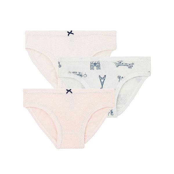 Petit Bateau Unterhose BLUE DREAM 3er-Pack in weiss/rosa