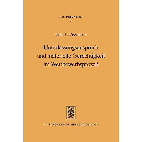 Unterlassungsanspruch und materielle Gerechtigkeit im Wettbewerbsprozess, Bernd H. Oppermann