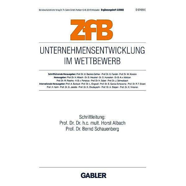 Unternehmensentwicklung im Wettbewerb / ZfB Special Issue Bd.2