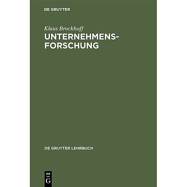 Unternehmensforschung, Klaus Brockhoff