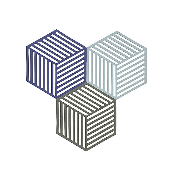 Untersetzer-Set Hexagon 3 Stck. Indigo/Fog/Olive Taupe