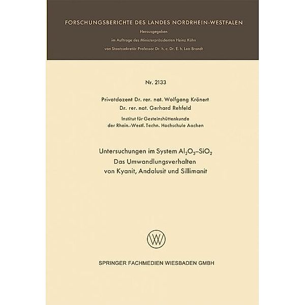 Untersuchungen im System Al2O3-SiO2 / Forschungsberichte des Landes Nordrhein-Westfalen, Wolfgang Krönert