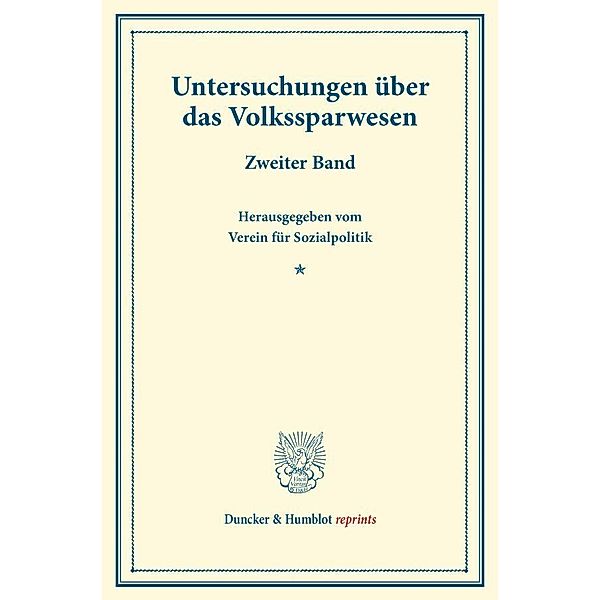 Untersuchungen über das Volkssparwesen.