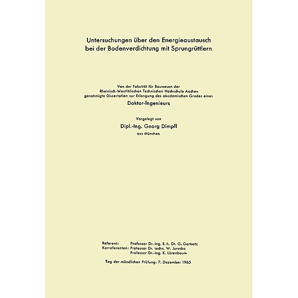 Untersuchungen über den Energieaustausch bei der Bodenverdichtung mit Sprungrüttlern, Georg Dimpfl