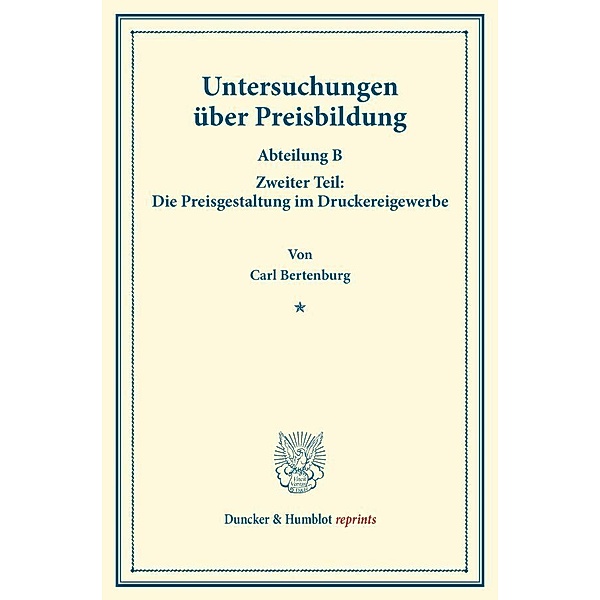 Untersuchungen über Preisbildung., Carl Bertenburg