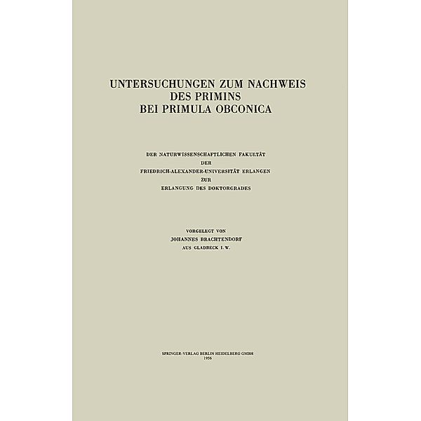 Untersuchungen zum Nachweis des Primins bei Primula obconica, Johannes Brachtendorf