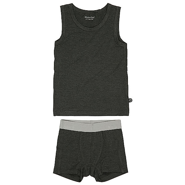 Minymo Unterwäsche-Set BAMBOO – MINY BOY 2-teilig in dark grey melange