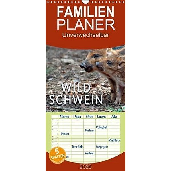 Unverwechselbar - Wildschwein - Familienplaner hoch (Wandkalender 2020 , 21 cm x 45 cm, hoch), Peter Roder