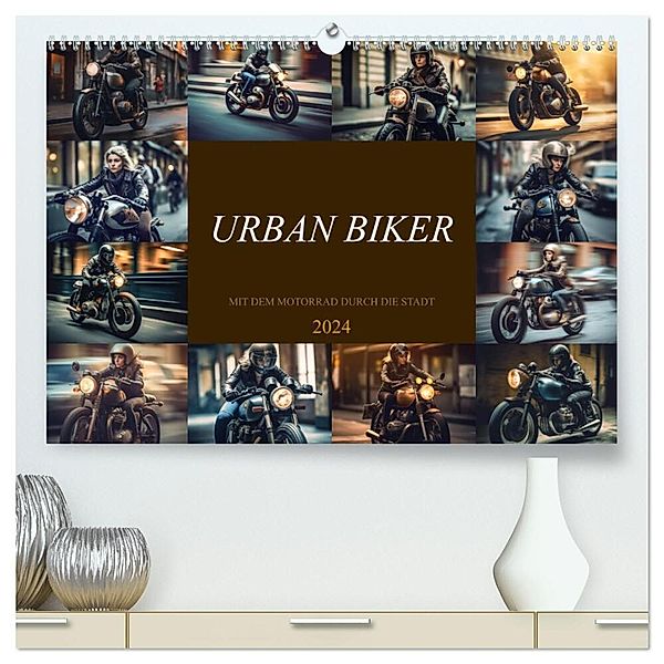 Urban Biker (hochwertiger Premium Wandkalender 2024 DIN A2 quer), Kunstdruck in Hochglanz, Dirk Meutzner
