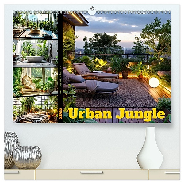 Urban Jungle - wohnen mit Pflanzen (hochwertiger Premium Wandkalender 2025 DIN A2 quer), Kunstdruck in Hochglanz, Calvendo, Susan Michel